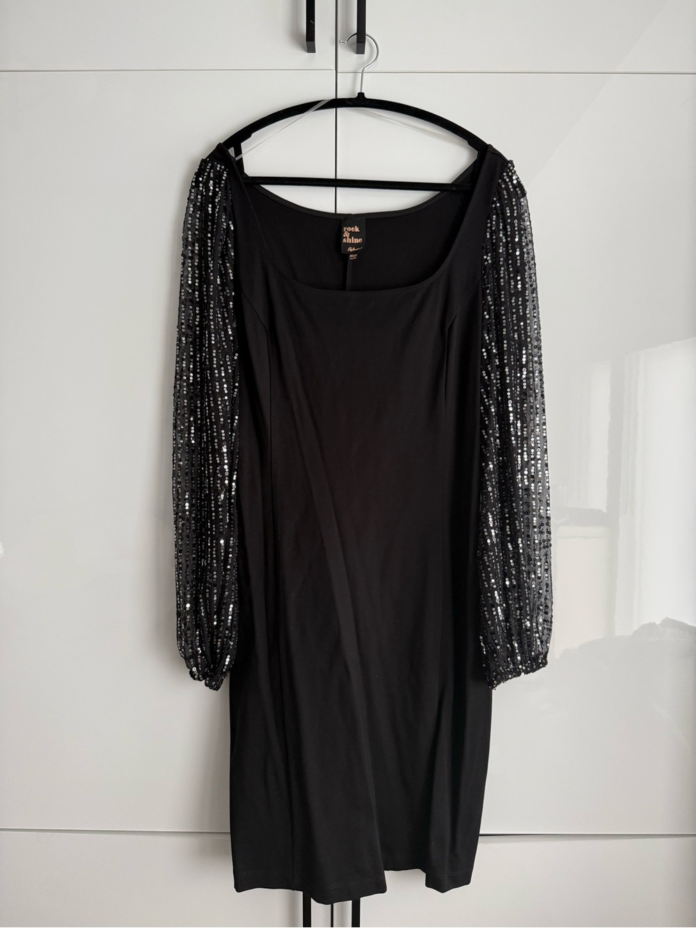 Reitmans Black Dress with Sequin Long Sleeves